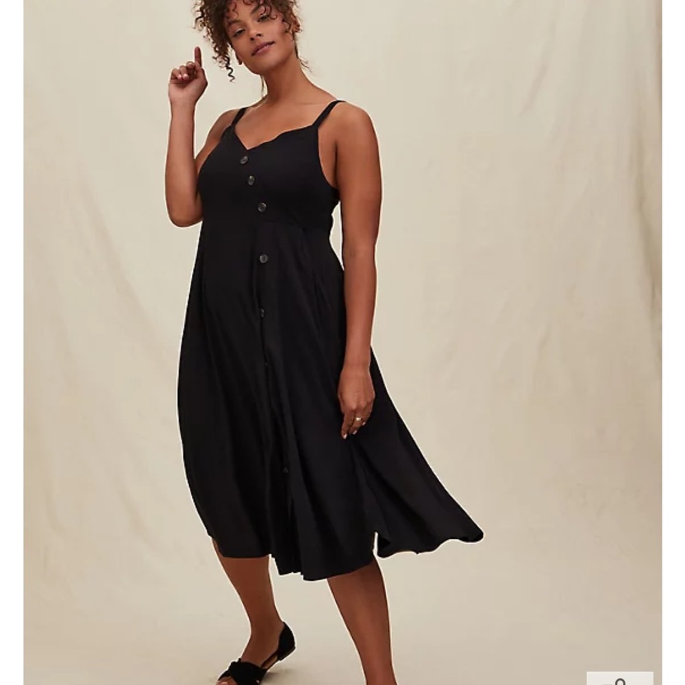 MIDI CHALLIS ASYMMETRICAL BUTTON-FRONT DRESS